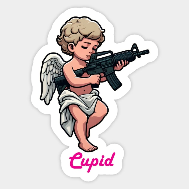 Tactical Cupid Sticker by Rawlifegraphic